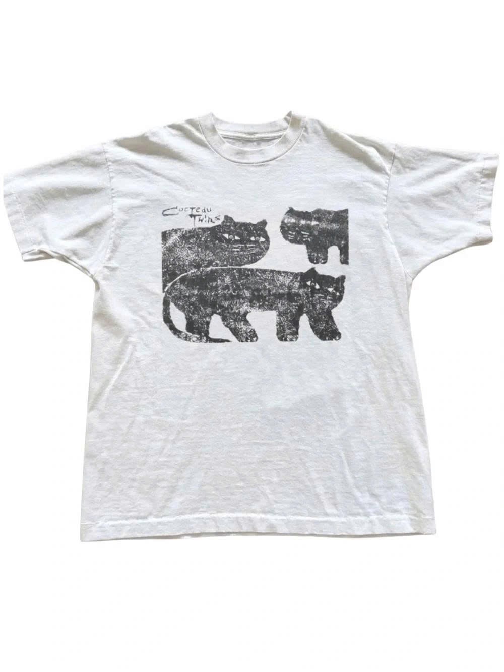 Cats Graphic White T-Shirt - Vintage-Style Cat Print